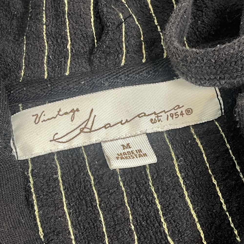Vintage Havana Black Cropped Hoodie Rainbow Stripe Sleeve Back Detail Size M - Picture 4 of 10